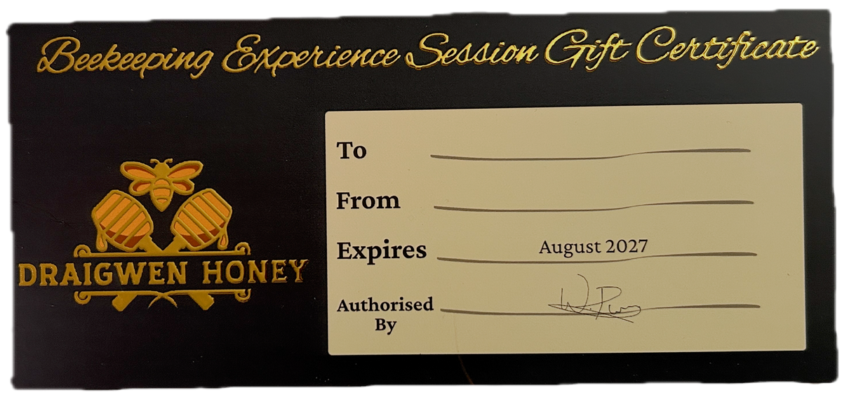 a black beekeeping experience certificate with intricate gold lettering